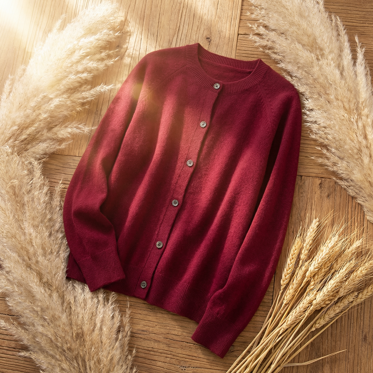 Women’s Merino Button-Front Cardigan in Red