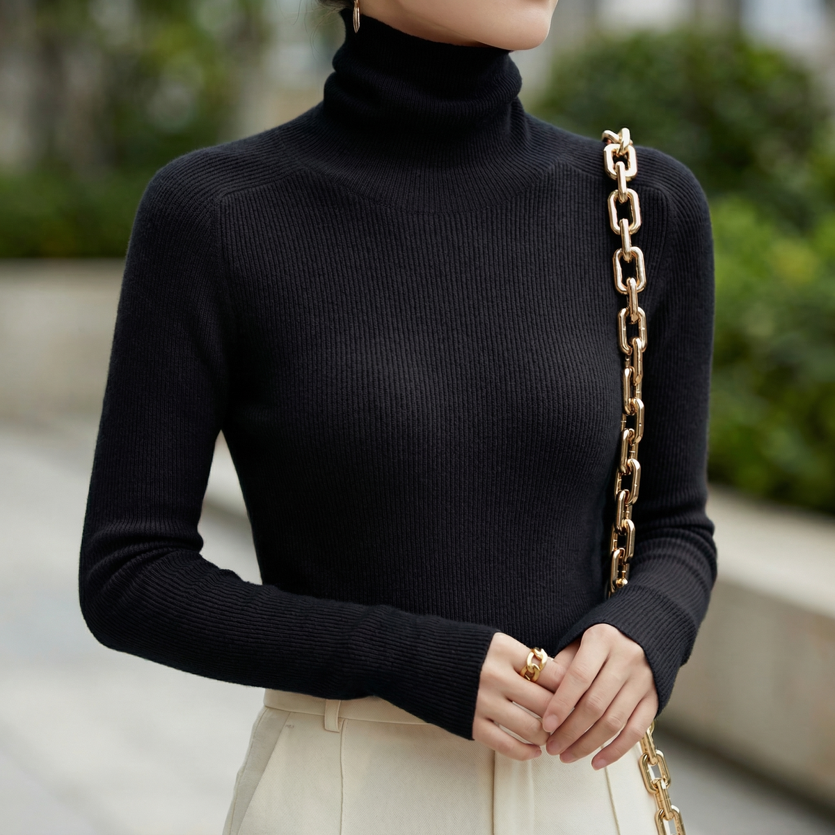 Women's Aria Soft Knit Turtleneck Sweater - Black