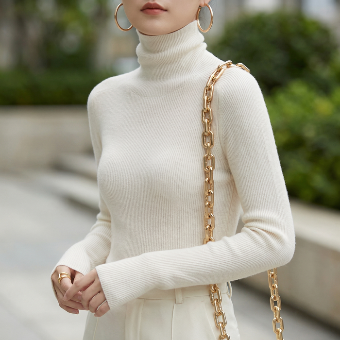 Women's Aria Soft Knit Turtleneck Sweater - White