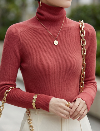 Women's Aria Soft Knit Turtleneck Sweater - Red