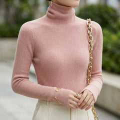 Women's Aria Soft Knit Turtleneck Sweater - Pink