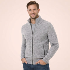 Men’s Merino Full-Zip Knit Sweater in Gray