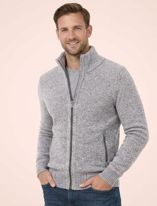 Men’s Merino Full-Zip Knit Sweater in Gray