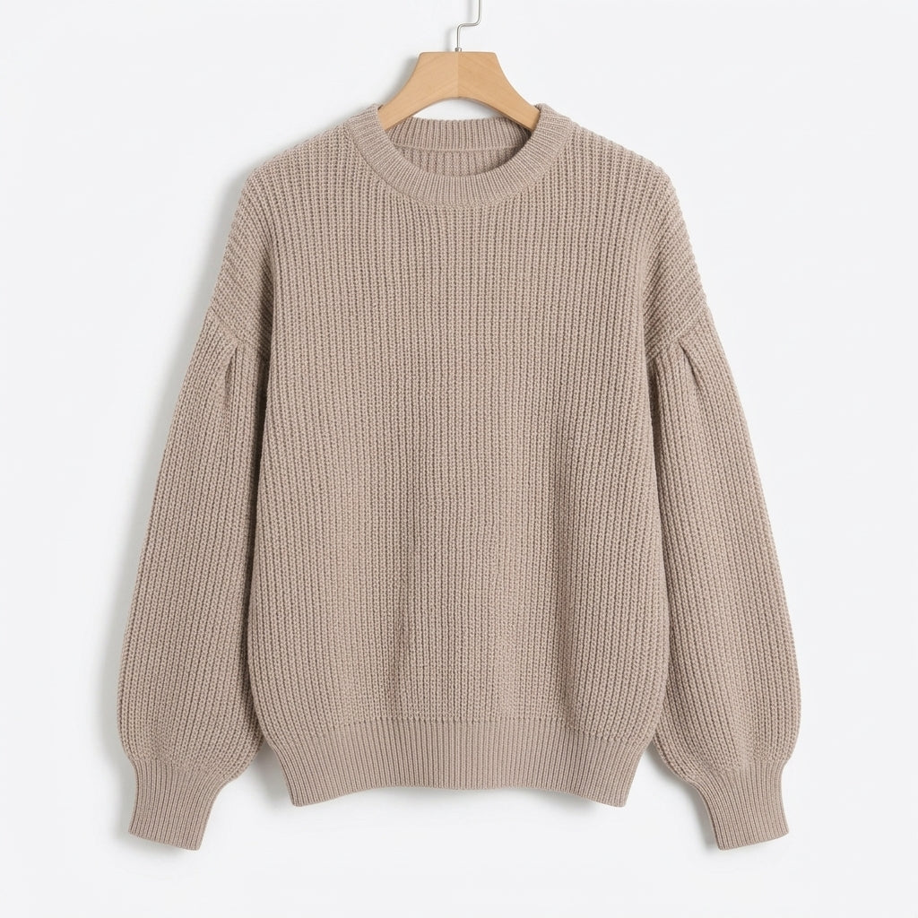 Women’s Balloon-Sleeve Ribbed Knit Sweater
