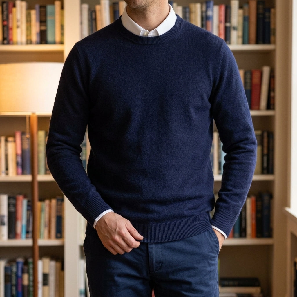 Julian Soft Knit Men's Sweater - Navy Blue