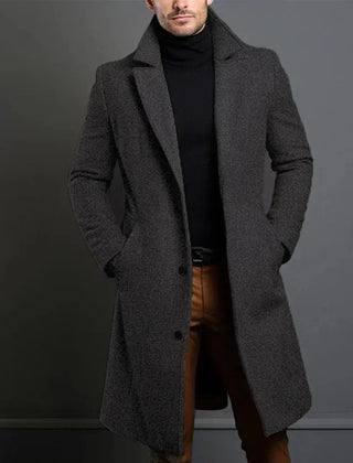 Castello Wool-Blend Men's Overcoat - Dark Gray
