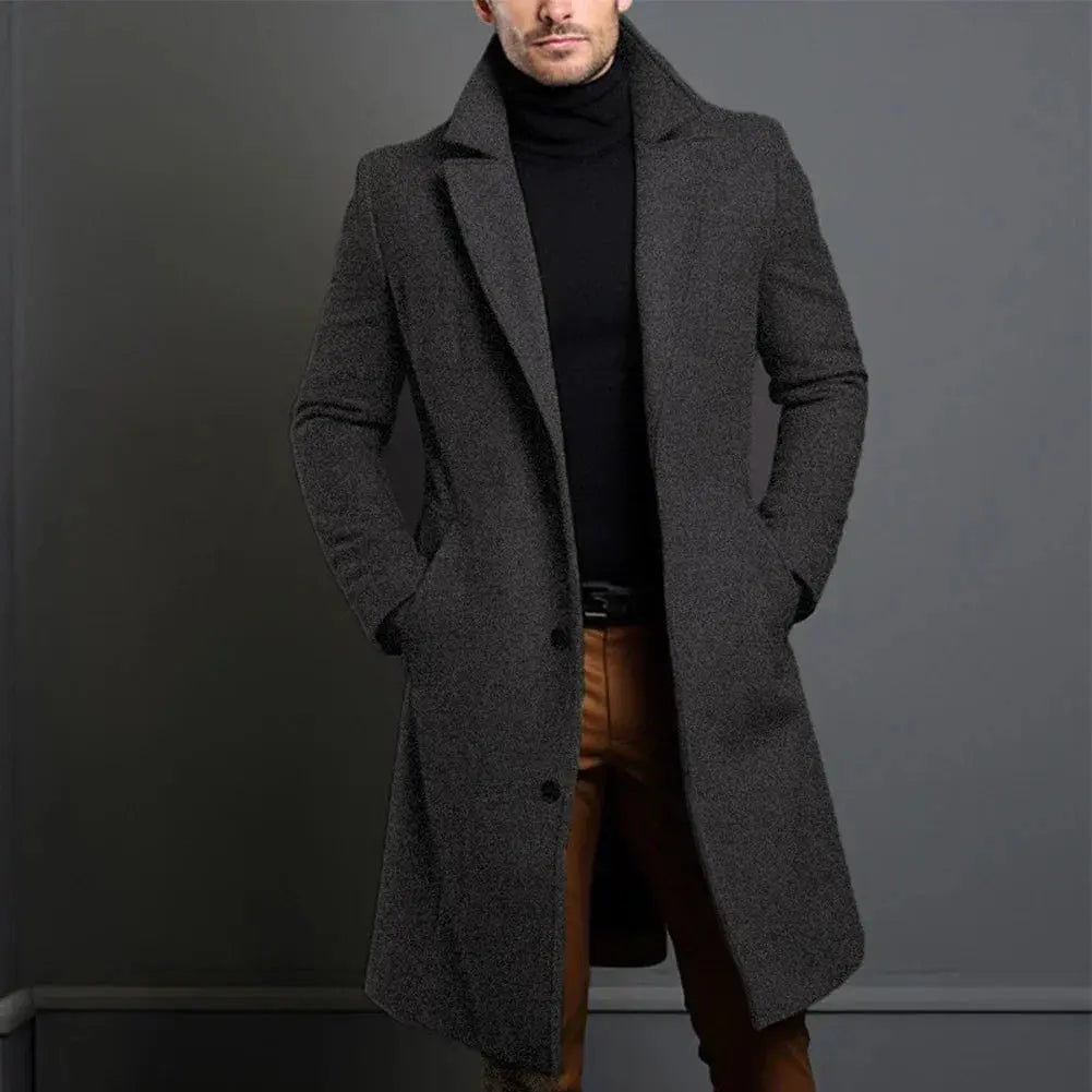 Castello Wool-Blend Men's Overcoat - Dark Gray
