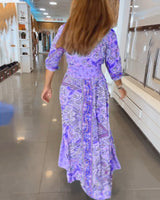Helia - Holiday Dress with V-Neck and 3/4 Sleeves