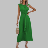 Grace | Women's Sleeveless Tie Waist Ruffle Front Maxi Dress