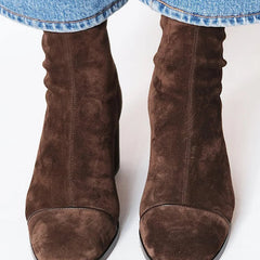 Women’s Faux-Suede Square-Toe Block-Heel Ankle Boots