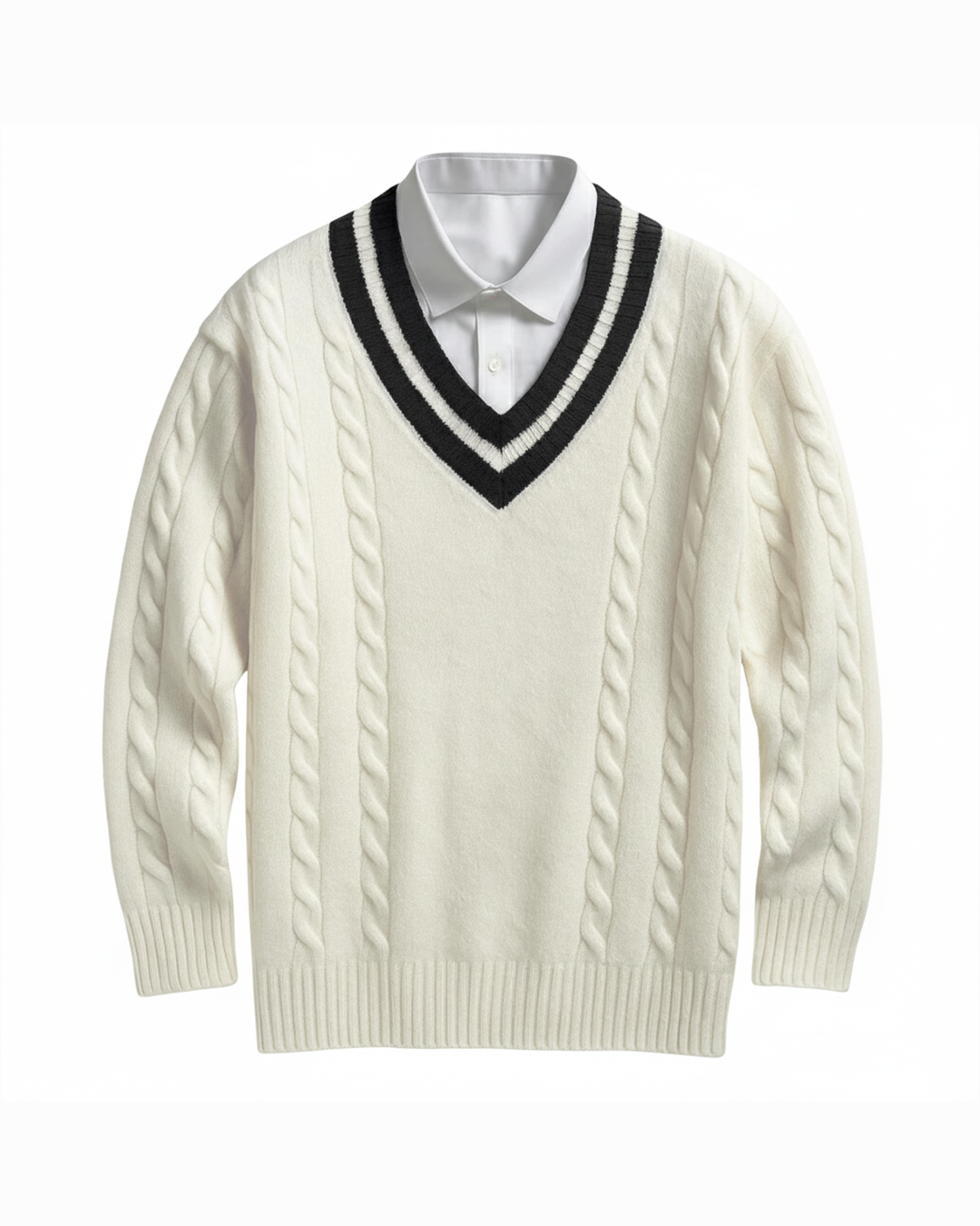 The Hampton V-Neck Men's Sweater - White