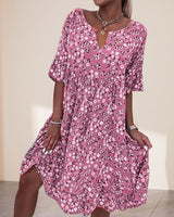 Poppy | Women's Floral Midi Dress Half Sleeve V-Neck Boho Summer Dress
