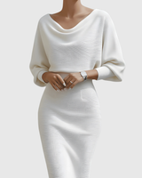 Celeste | Women's Cowl Neck Batwing Sleeve Midi Dress