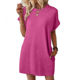Pippa | Women's T-Shirt Dress Short Sleeve Round Neck Casual Mini Dress