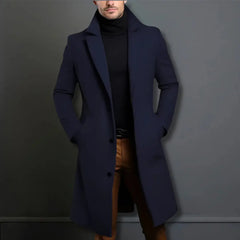 Castello Wool-Blend Men's Overcoat - Navy Blue