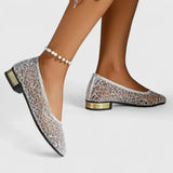 Celeste | Women's Lace Pointed Toe Flats Gold Heel Detail