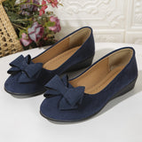 Maisie | Women's Wedge Ballet Flats Bow Detail Suede Slip On Shoes