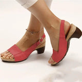 Vera | Women's Peep Toe Slingback Block Heel Sandals Buckle