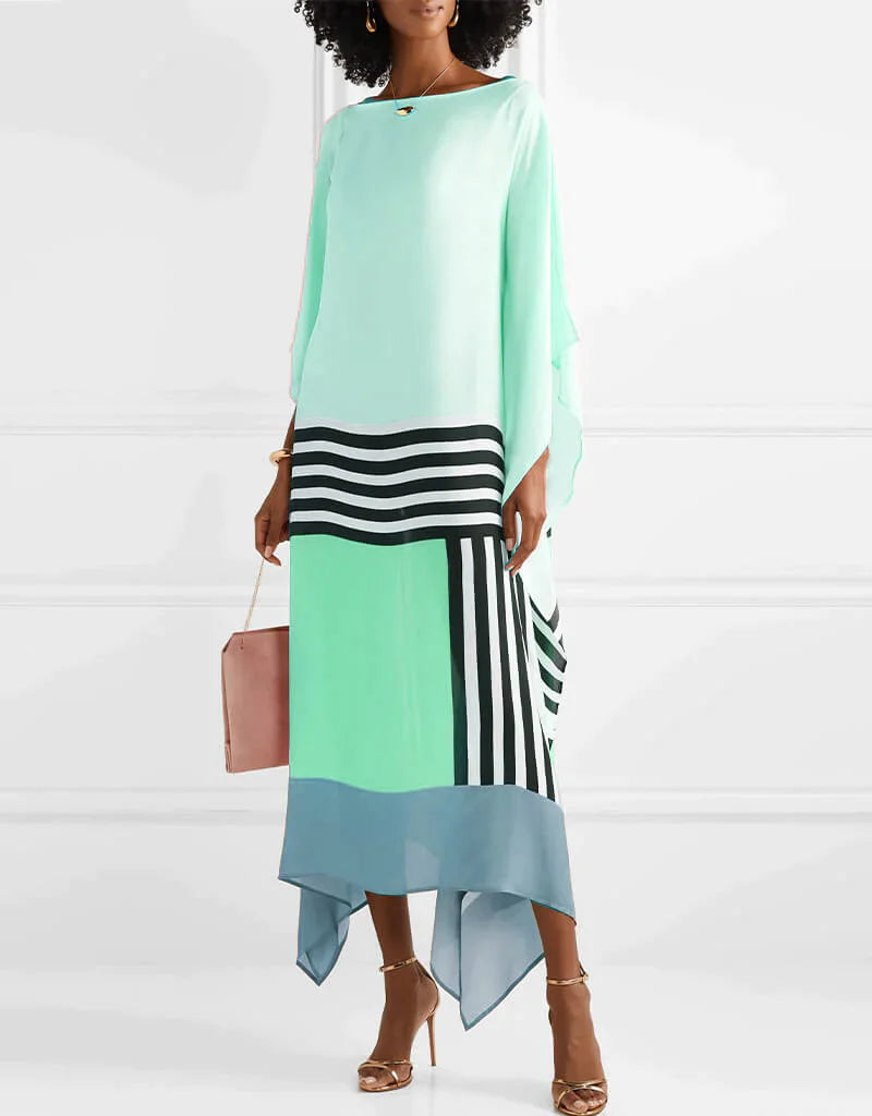 Aria | Women's Geometric Print Kaftan Batwing Sleeve Maxi Dress