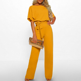 Nadia | Women's Wide-Leg Jumpsuit with Flutter Sleeves & Tie Waist