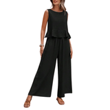 Willow | Women's 2 Piece Ruffle Hem Tank Top and Wide Leg Trousers