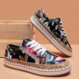 Blossom | Women's Floral Embroidered Espadrille Sneakers Zip