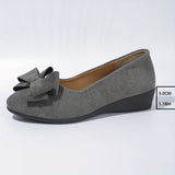 Maisie | Women's Wedge Ballet Flats Bow Detail Suede Slip On Shoes