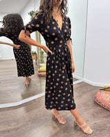 Amelia™ | Polka Dots V-Neck Dress