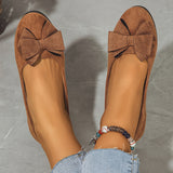 Maisie | Women's Wedge Ballet Flats Bow Detail Suede Slip On Shoes