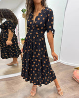 Amelia™ | Polka Dots V-Neck Dress