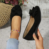 Maisie | Women's Wedge Ballet Flats Bow Detail Suede Slip On Shoes
