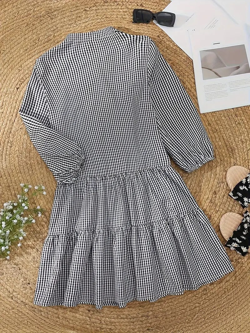 Daisy | Women's Striped Smocked Waist Mini Dress 3/4 Sleeve Tiered Hem