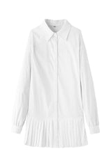 Ellie | Women's Shirt Dress Long Sleeve Pleated Hem Mini Dress
