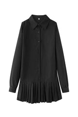 Ellie | Women's Shirt Dress Long Sleeve Pleated Hem Mini Dress