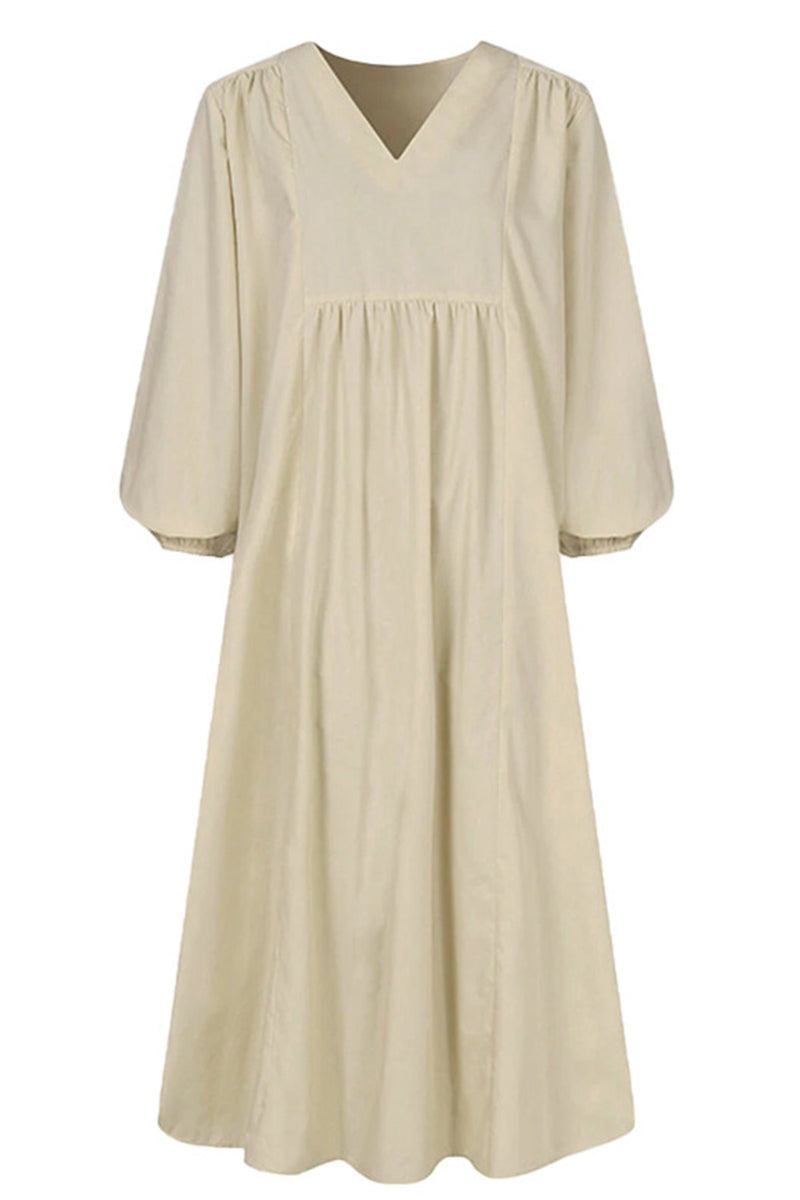 Hazel | Women's V-Neck Long Sleeve Midi Dress Loose Fit