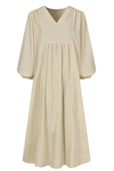 Hazel | Women's V-Neck Long Sleeve Midi Dress Loose Fit