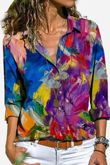 Vivienne | Women's Printed Shirt Long Sleeve Abstract Print Button-Up Top
