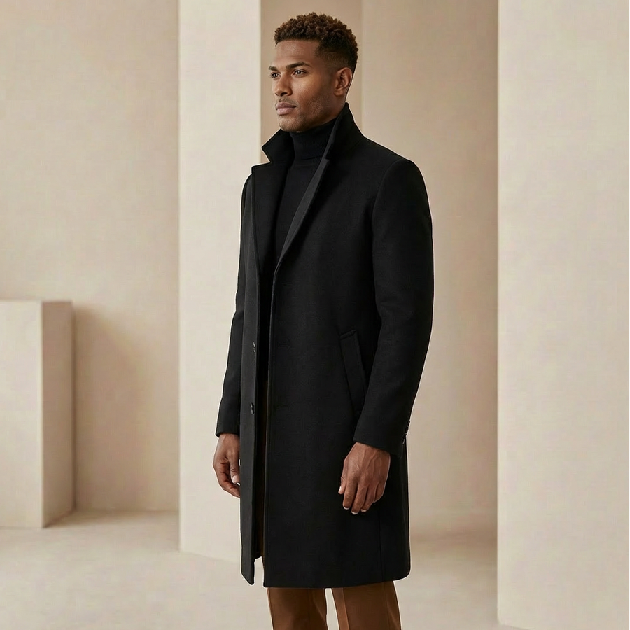 Calla Tailored Men's Overcoat - Black
