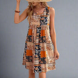 Sage | Women's Boho Patchwork Print Sleeveless Mini Dress