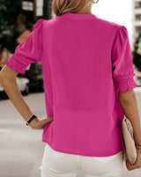 Lily | Women's V-Neck Puff Sleeve Chiffon Blouse Short Sleeve