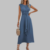Grace | Women's Sleeveless Tie Waist Ruffle Front Maxi Dress