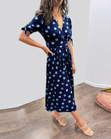 Amelia™ | Polka Dots V-Neck Dress