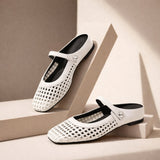 Mira | Women's Woven Mule Flats Mary Jane Strap Slip-On Shoes