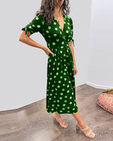 Amelia™ | Polka Dots V-Neck Dress