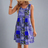 Sage | Women's Boho Patchwork Print Sleeveless Mini Dress