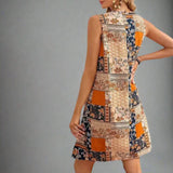 Sage | Women's Boho Patchwork Print Sleeveless Mini Dress