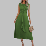 Grace | Women's Sleeveless Tie Waist Ruffle Front Maxi Dress