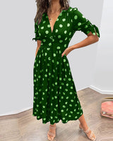 Amelia™ | Polka Dots V-Neck Dress