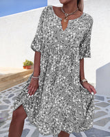 Poppy | Women's Floral Midi Dress Half Sleeve V-Neck Boho Summer Dress