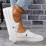 Penny | Women's Low Profile Lace-Up Canvas Sneakers Flat